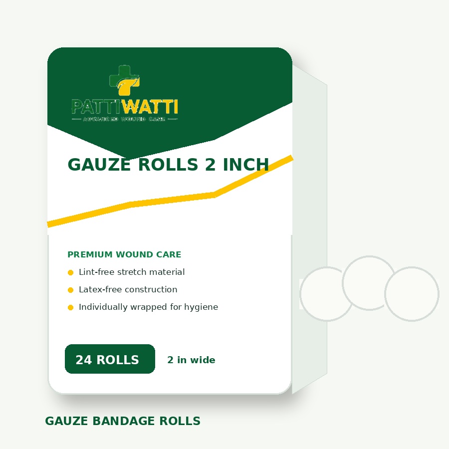 PattiWatti Gauze Rolls 2 inch - Pack of 24
