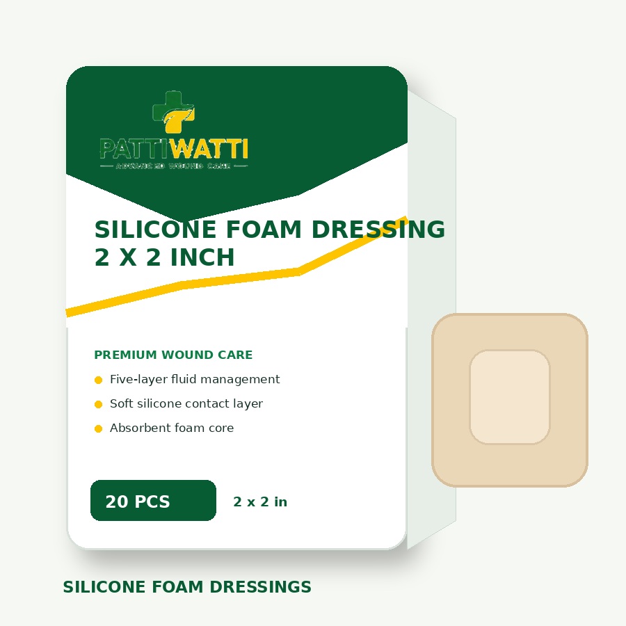 PattiWatti Silicone Foam Dressing 2 x 2 inch - Pack of 20