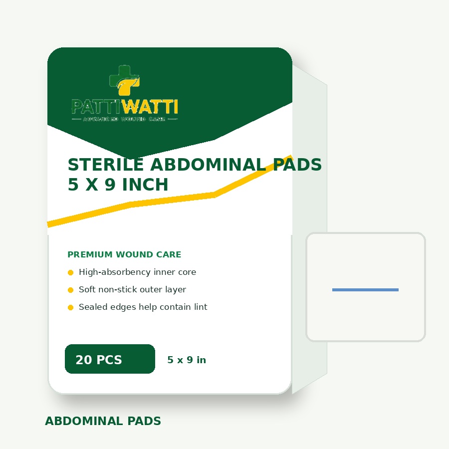 PattiWatti Sterile Abdominal Pads 5 x 9 inch - 20 Pack